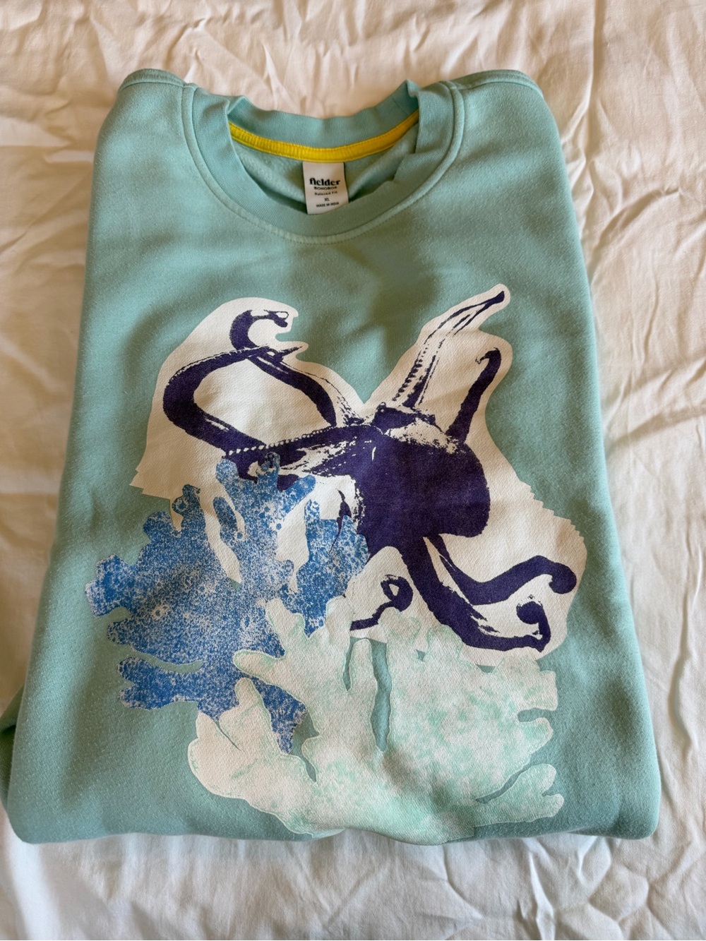 Fielder x Bonobos Aqua Graphic Octopus Crewneck Sweatshirt - Picture 2 of 4
